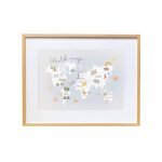Blue World Map with Animals