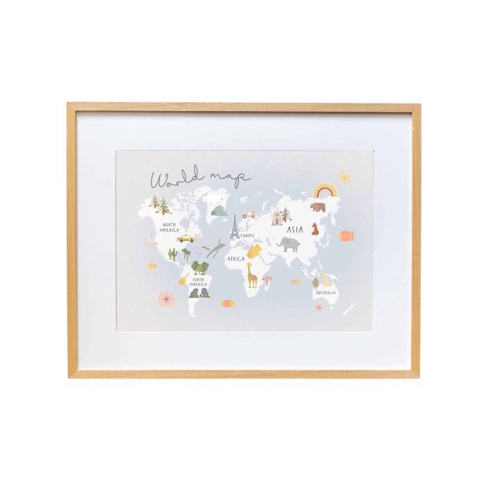 Blue World Map with Animals - Image 1