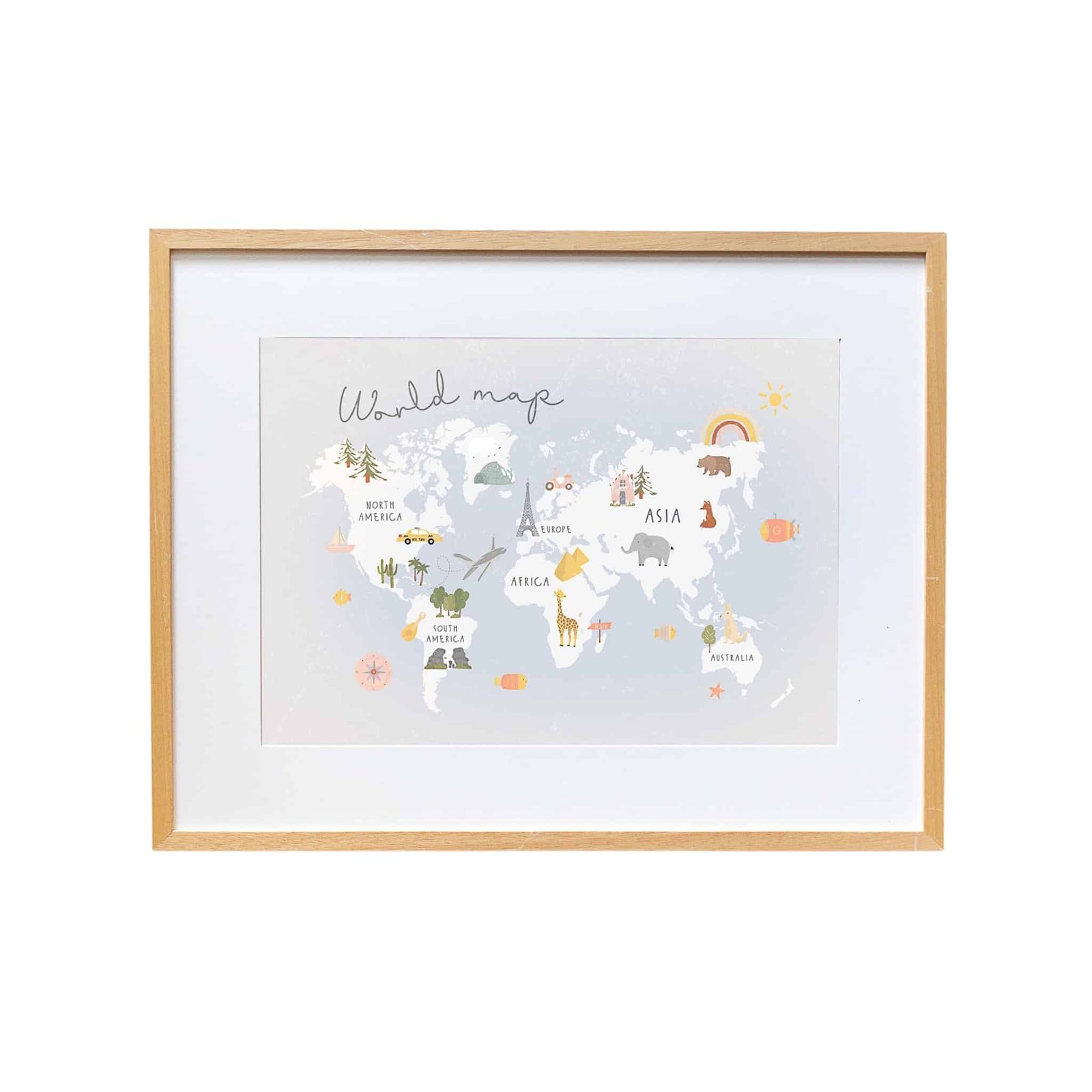 285D4977-8D54-4215-86B7-E32F0DB66293 Blue World Map with Animals - Image 1