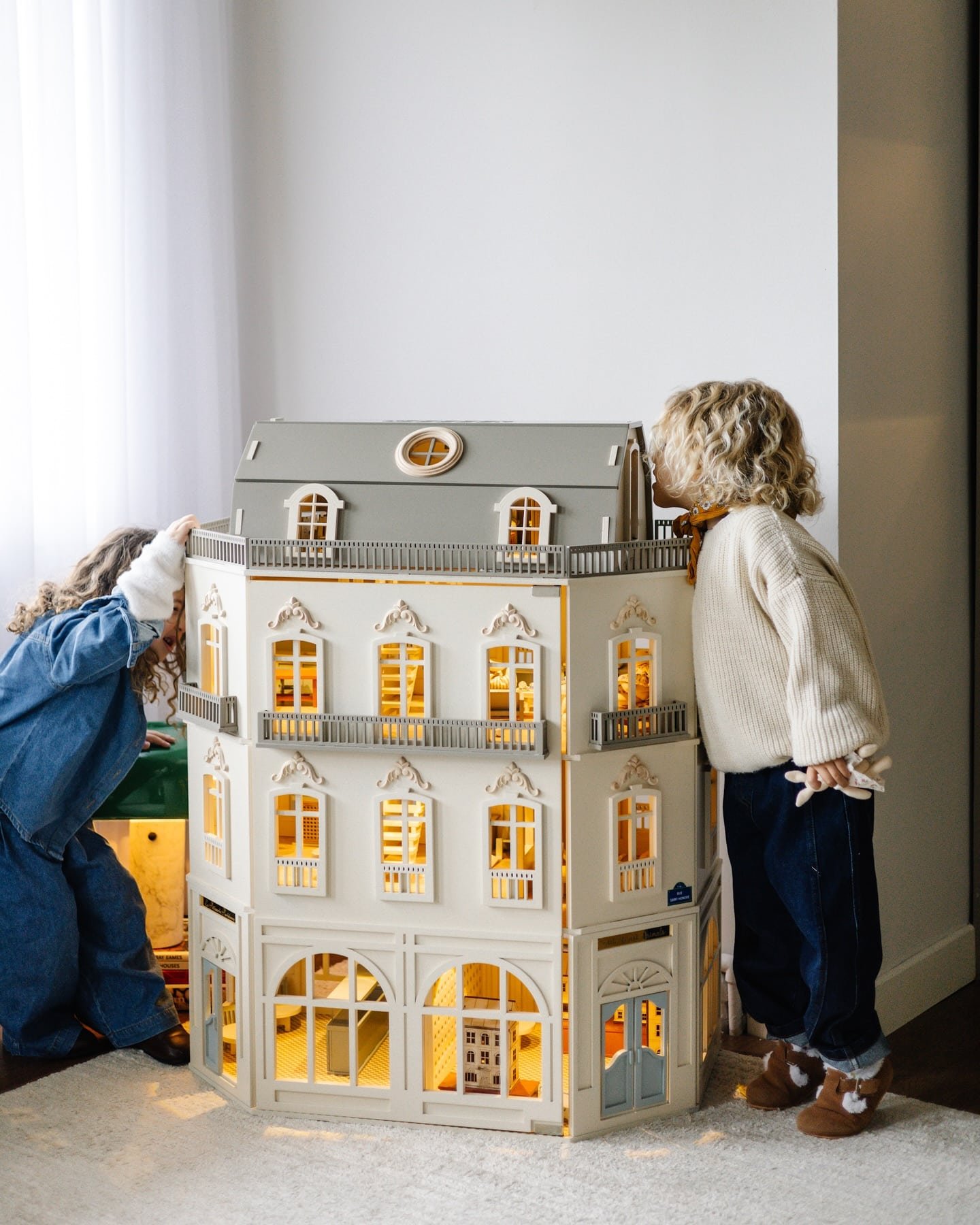 four-story Paris Dollhouse featuring French architectural details
