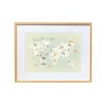 Green World Map with Animals