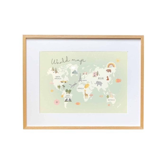 Green World Map with Animals - Image 1