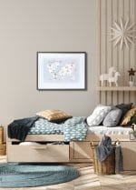 Blue World Map with Animals - Image 3