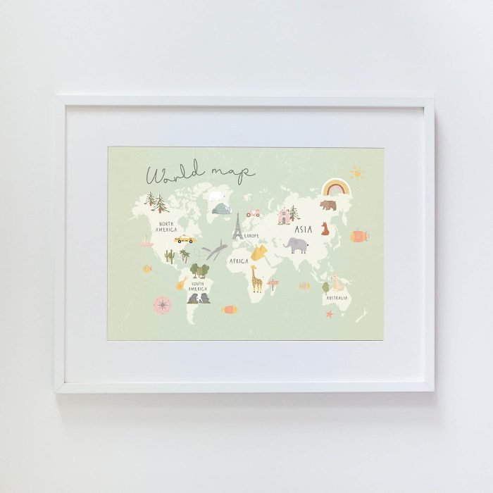 Green World Map with Animals - Image 5