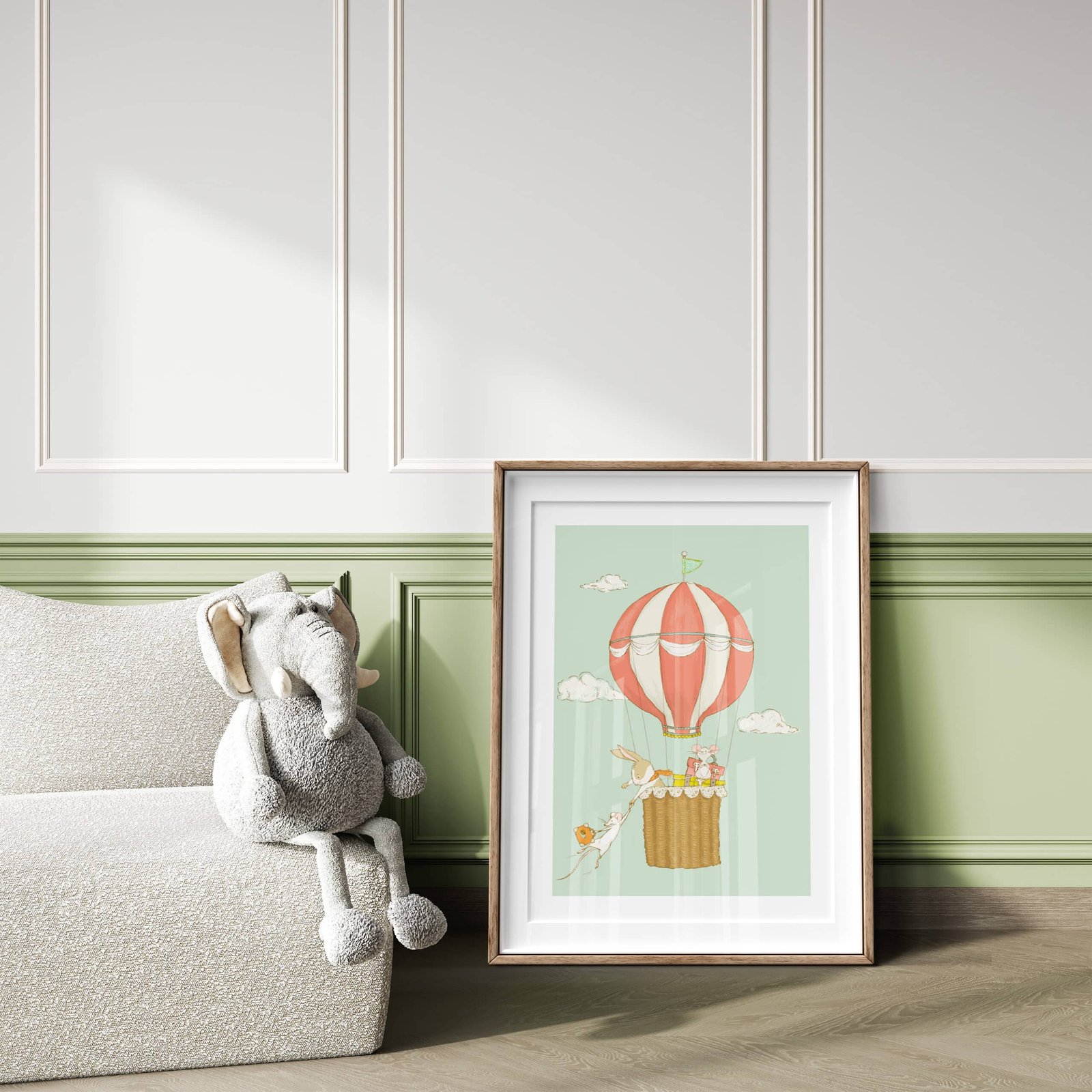 Nursery Frame Mockup kopya Animals Hot Air Balloon - Image 2