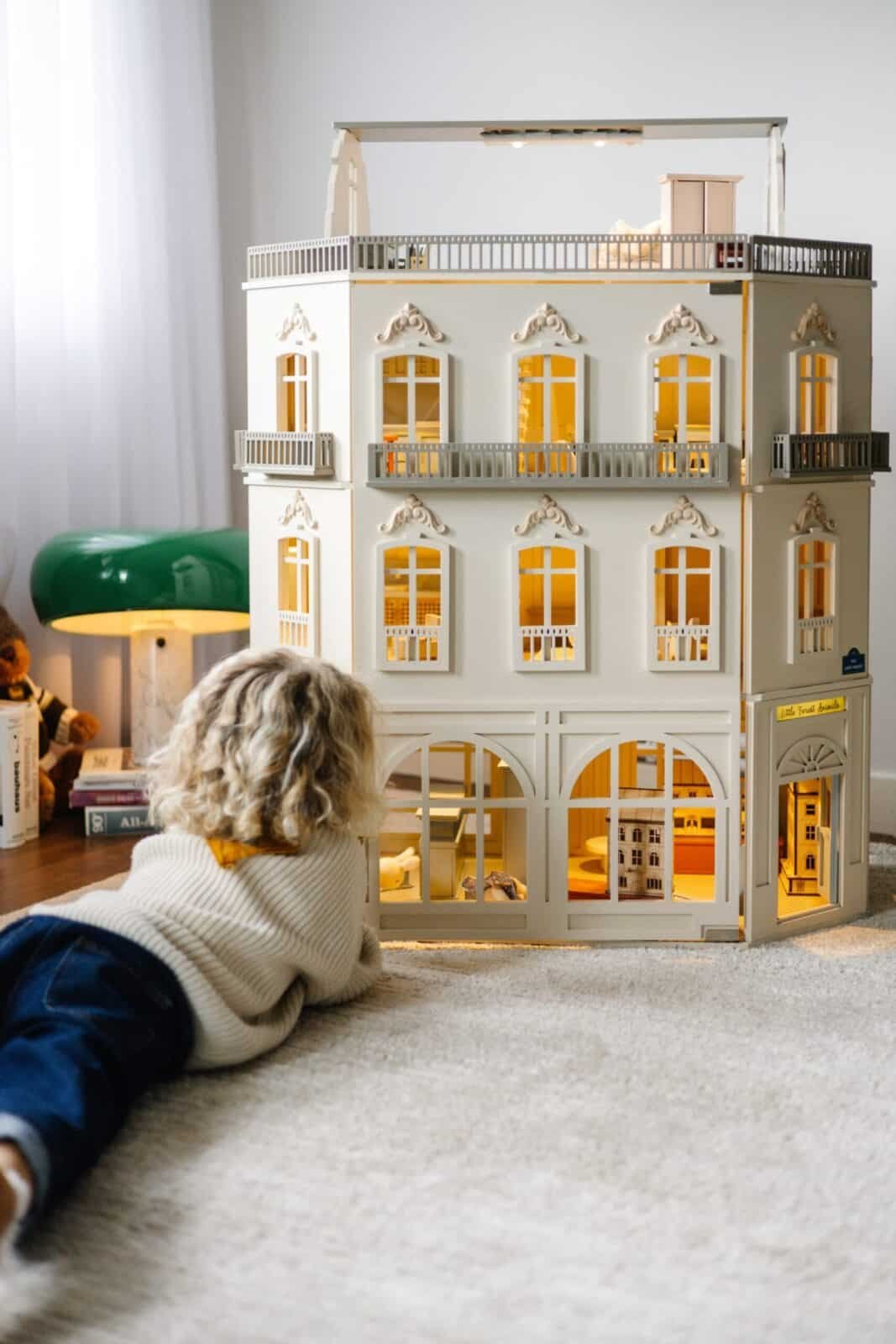 Paris Dollhouse – Four-Story Handcrafted Miniature handcrafted four-story Paris Dollhouse featuring French architectural details